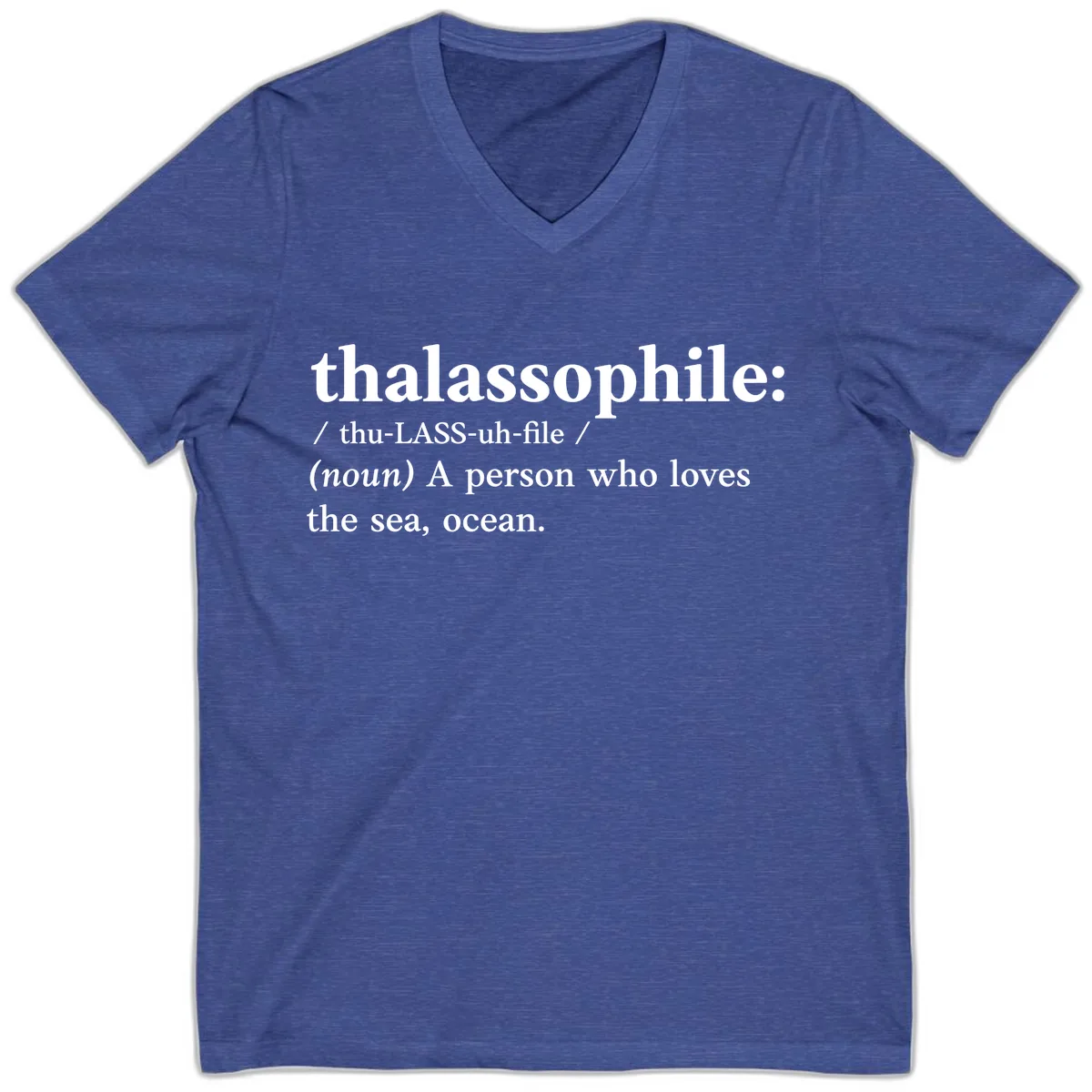 Thalassophile Ocean Lover V-Neck in Heather True Royal