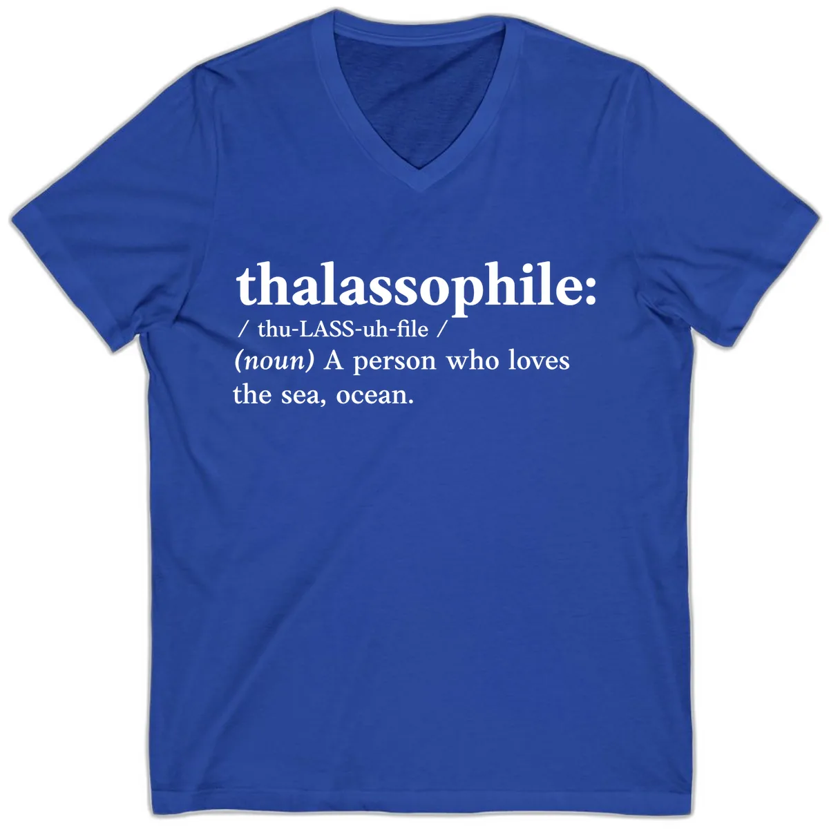 Thalassophile Ocean Lover V-Neck in True Royal