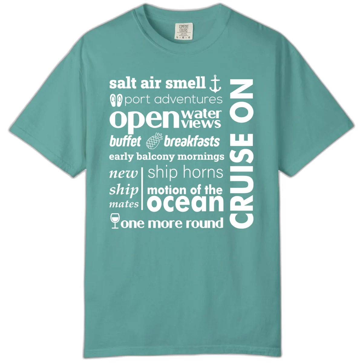 Cruise Vibes Word Cloud Design Comfort Color in Seafoam