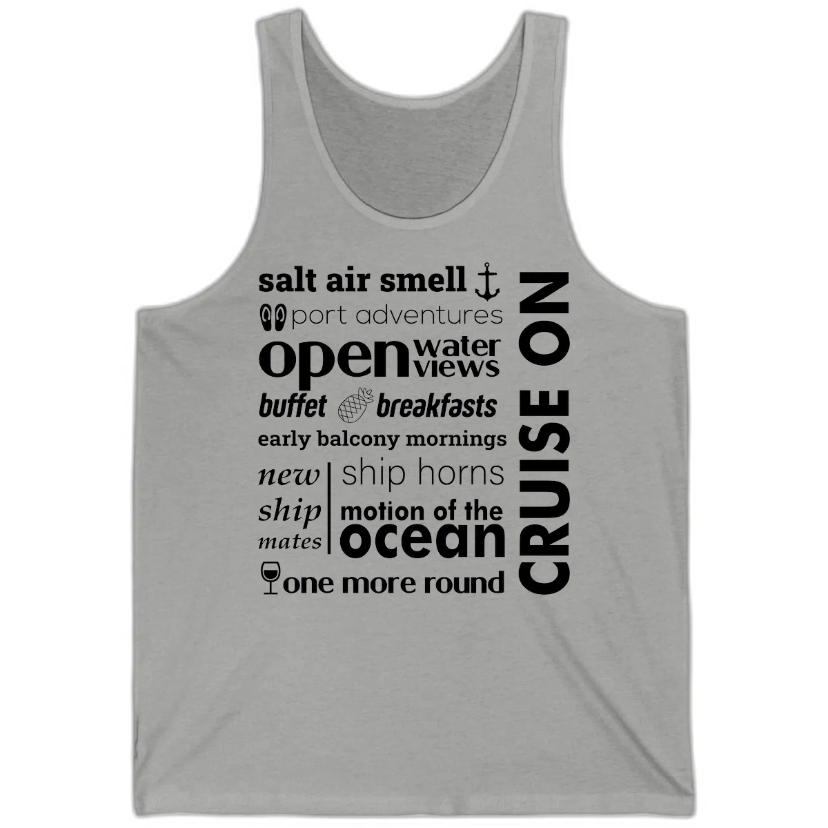 Cruise Vibes Word Cloud Design Tank in Athletic Heather