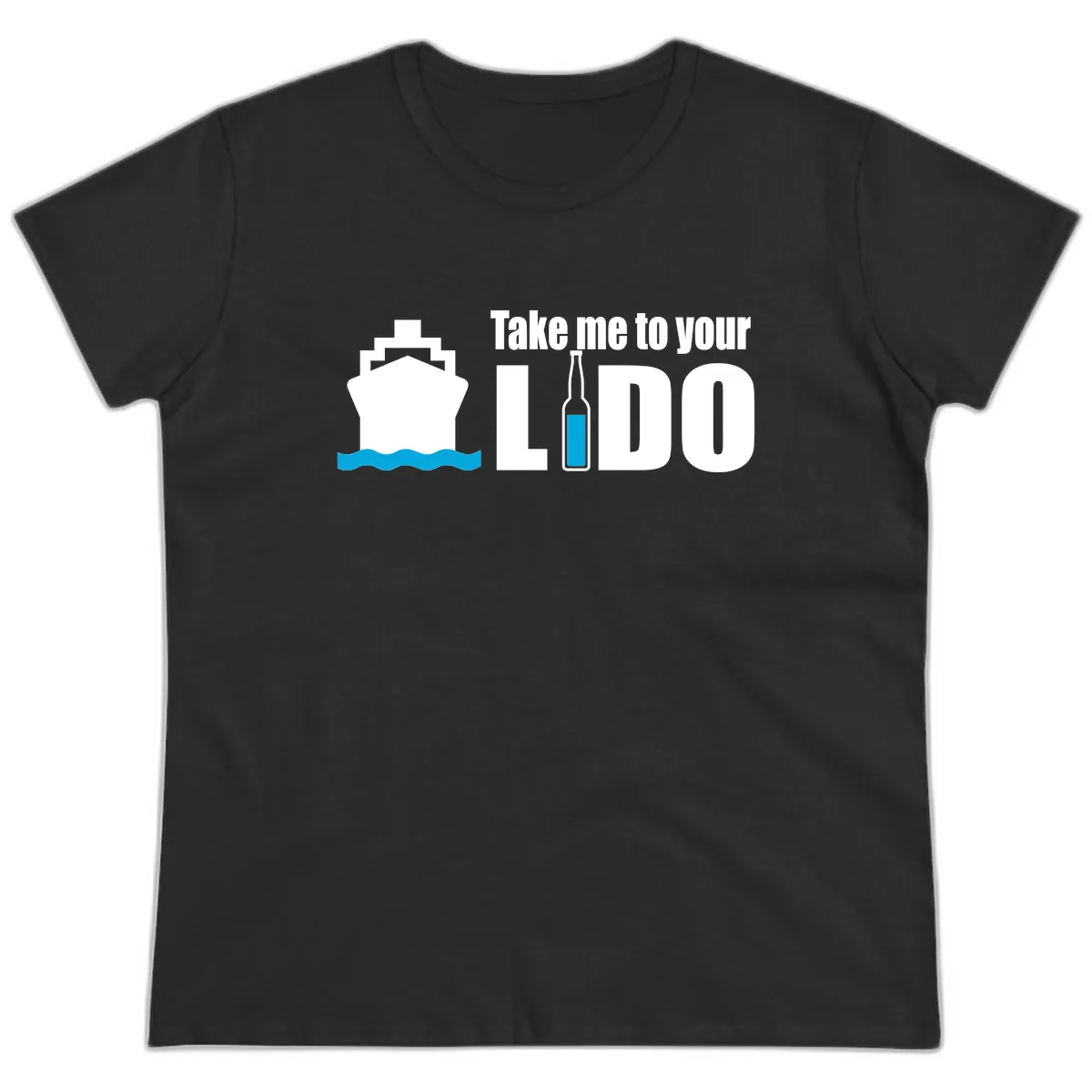 Take Me To Your Lido Ladies Tee in Black