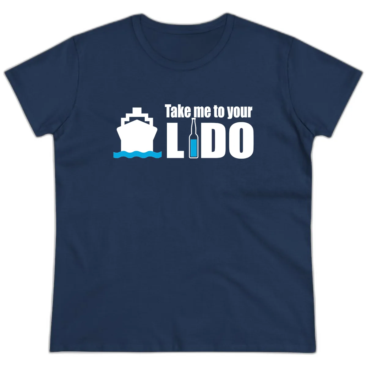 Take Me To Your Lido Ladies Tee in Navy
