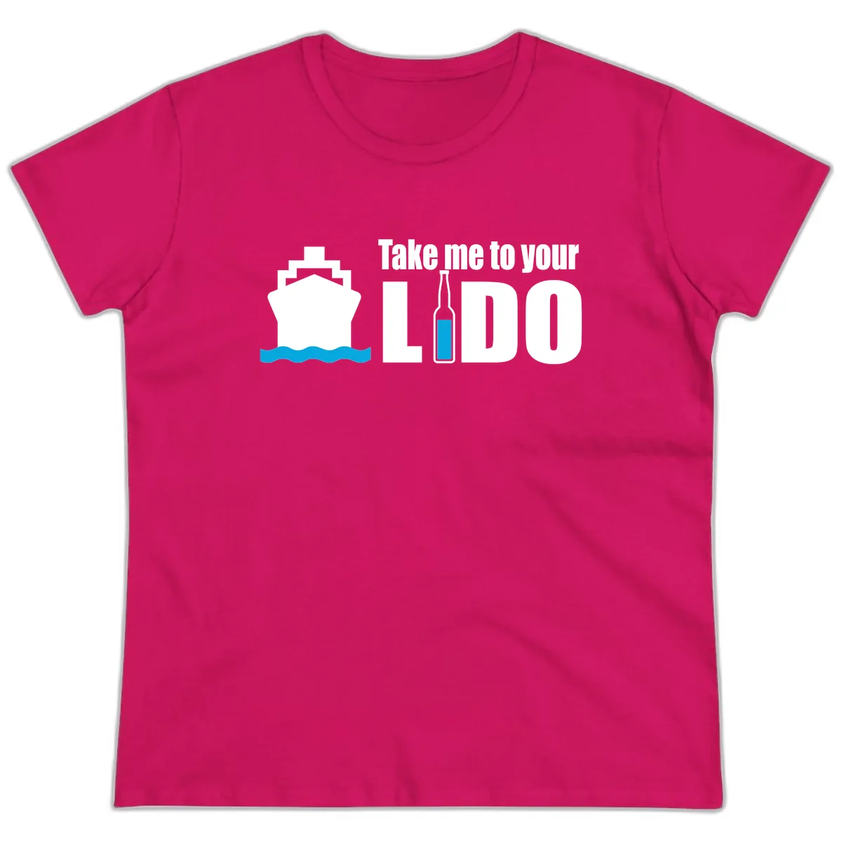 Take Me To Your Lido Ladies Tee in Heliconia