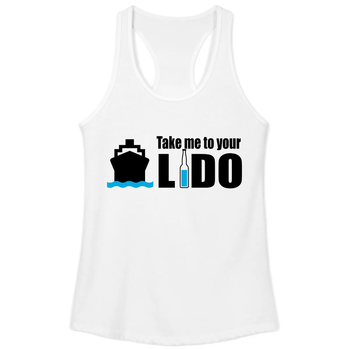 Take Me To Your Lido Ladies Tank in White