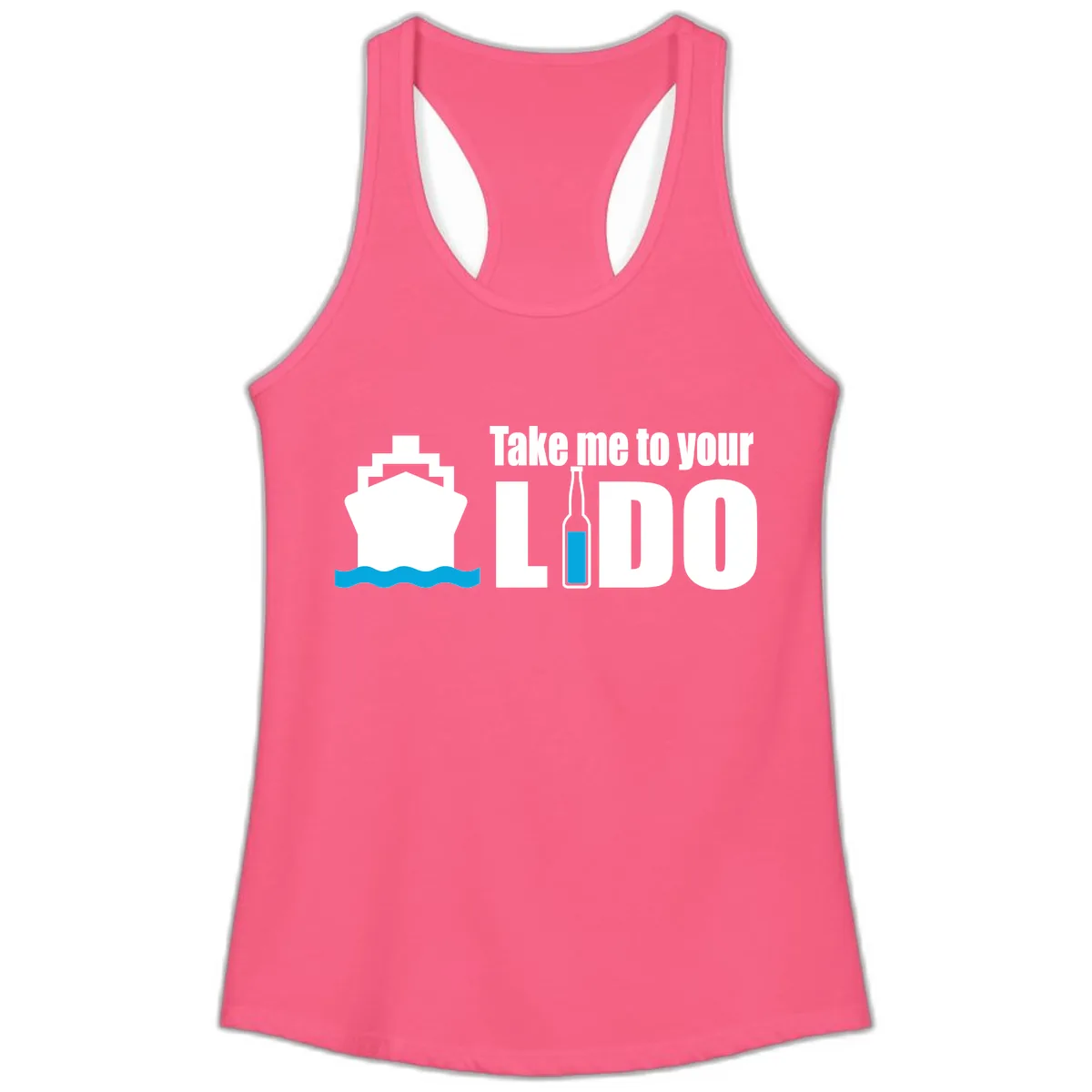 Take Me To Your Lido Ladies Tank in Solid Hot Pink