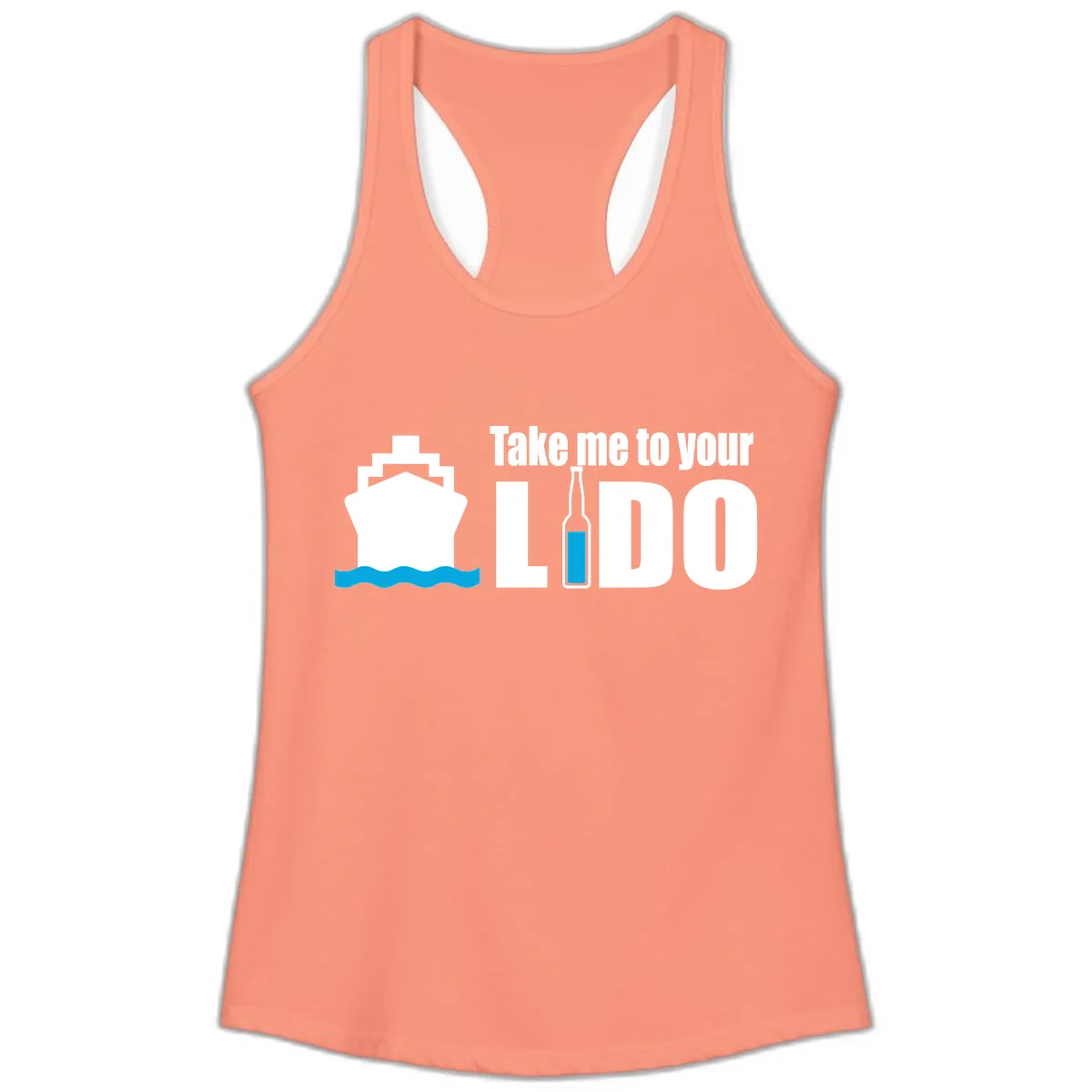 Take Me To Your Lido Ladies Tank in Solid Light Orange