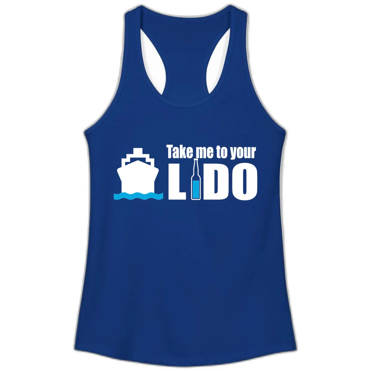 Take Me To Your Lido Ladies Tank in Solid Royal