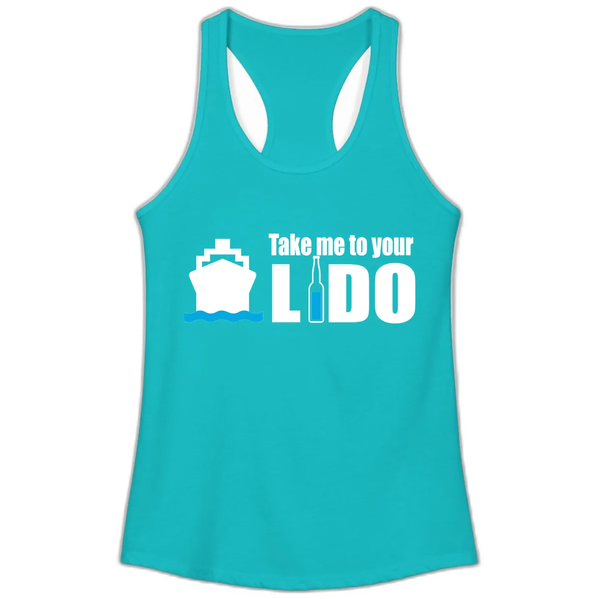 Take Me To Your Lido Ladies Tank in Tahiti Blue