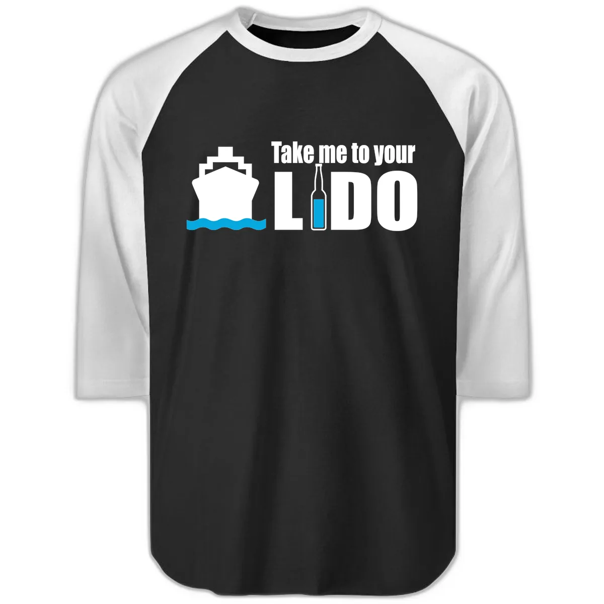 Take Me To Your Lido Raglan 3/4 in Black White