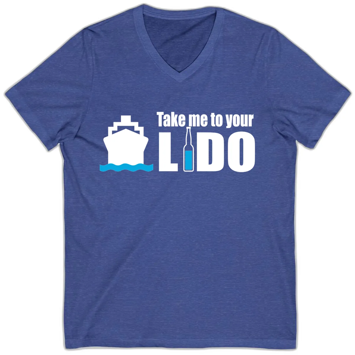 Take Me To Your Lido V-Neck in Heather True Royal