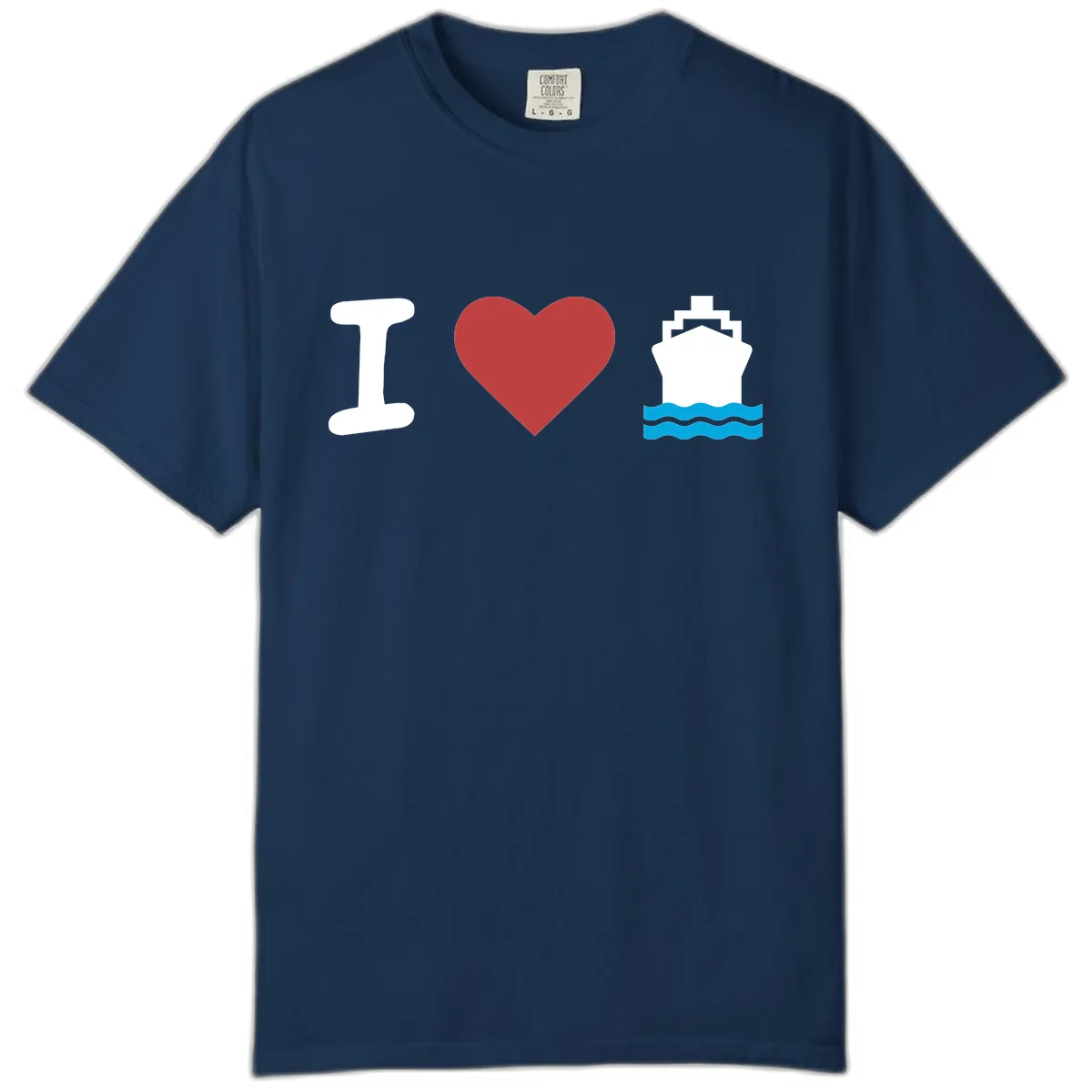 I Love Cruise Ships Comfort Color in Navy