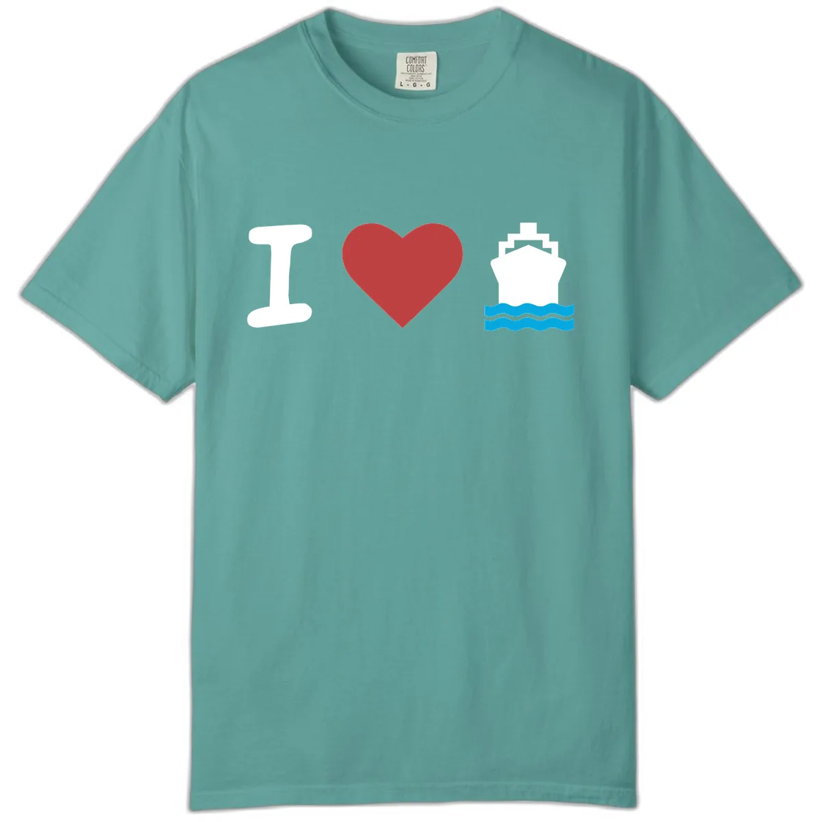 I Love Cruise Ships Comfort Color in Seafoam