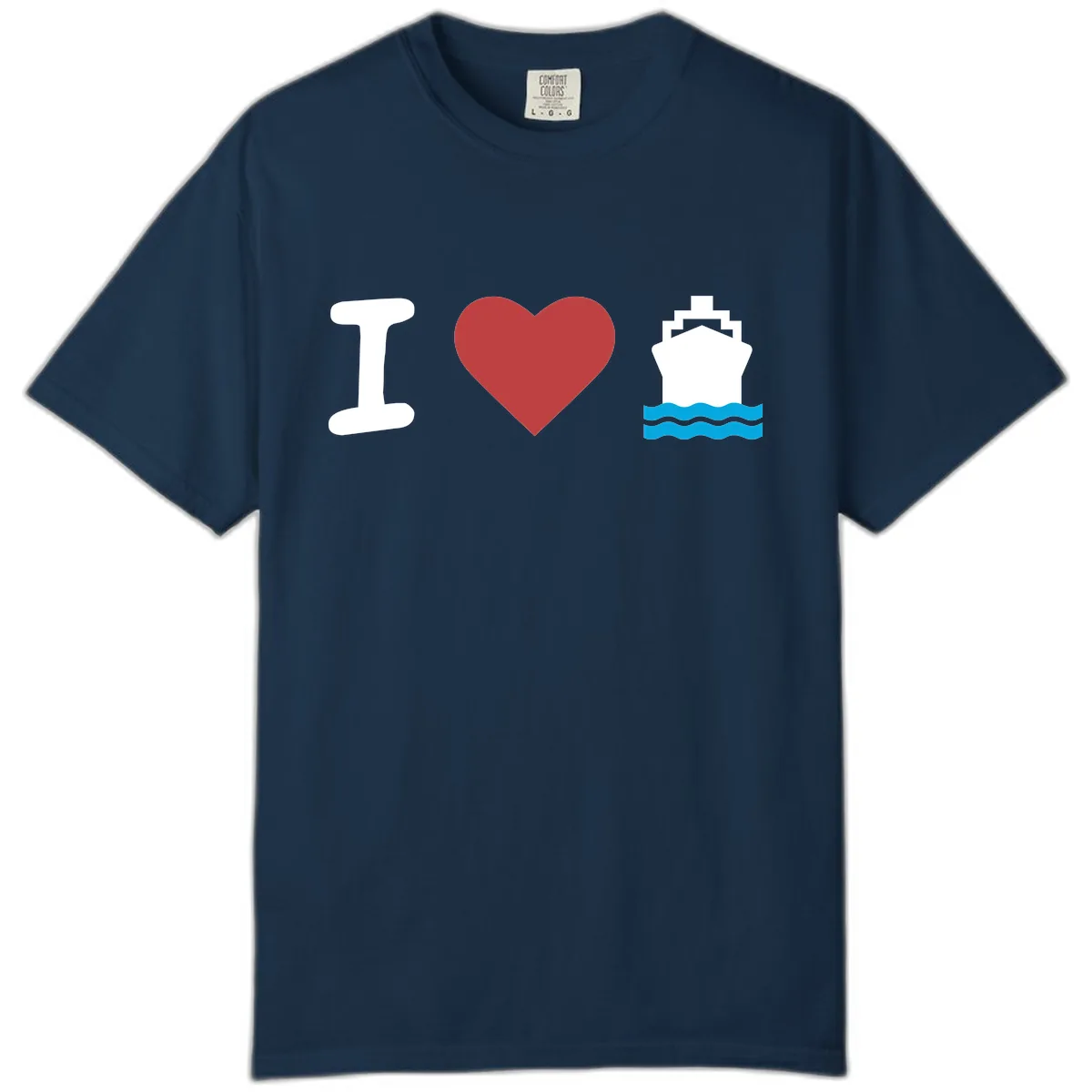 I Love Cruise Ships Comfort Color in True Navy