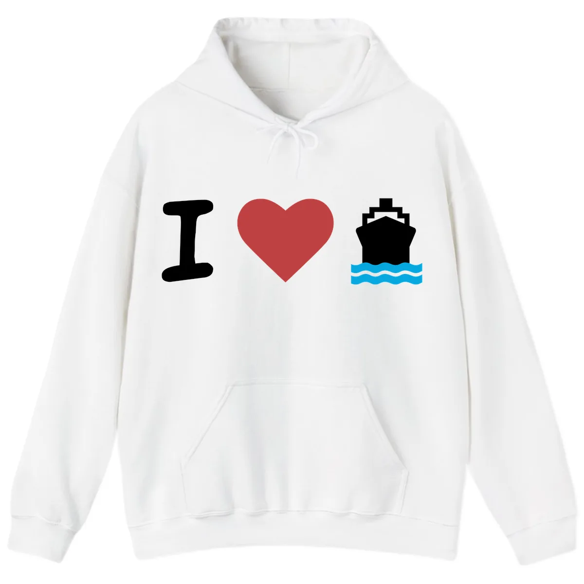 I Love Cruise Ships Hoodie in White