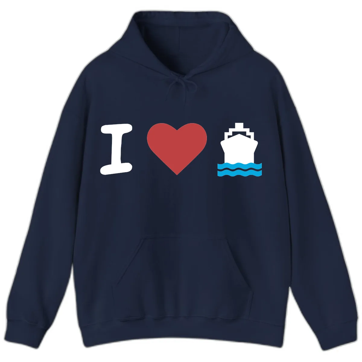 I Love Cruise Ships Hoodie in Navy
