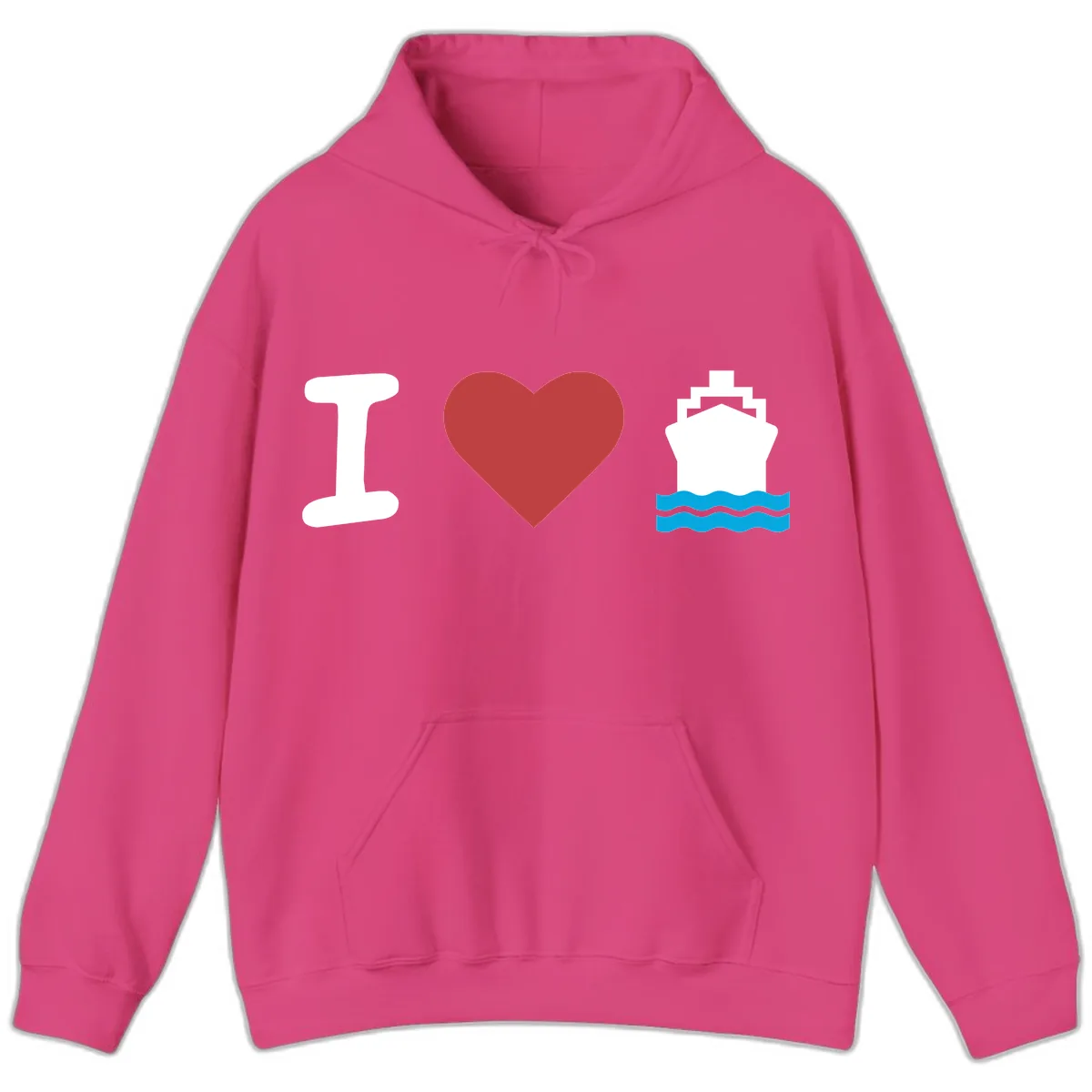 I Love Cruise Ships Hoodie in Heliconia