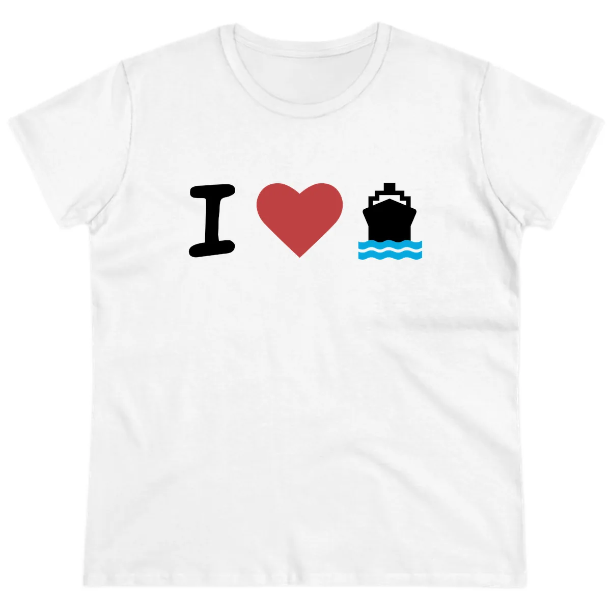 I Love Cruise Ships Ladies Tee in White