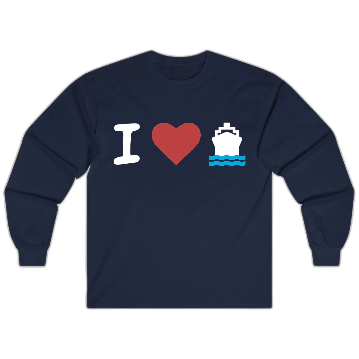 I Love Cruise Ships Long Sleeve in Navy