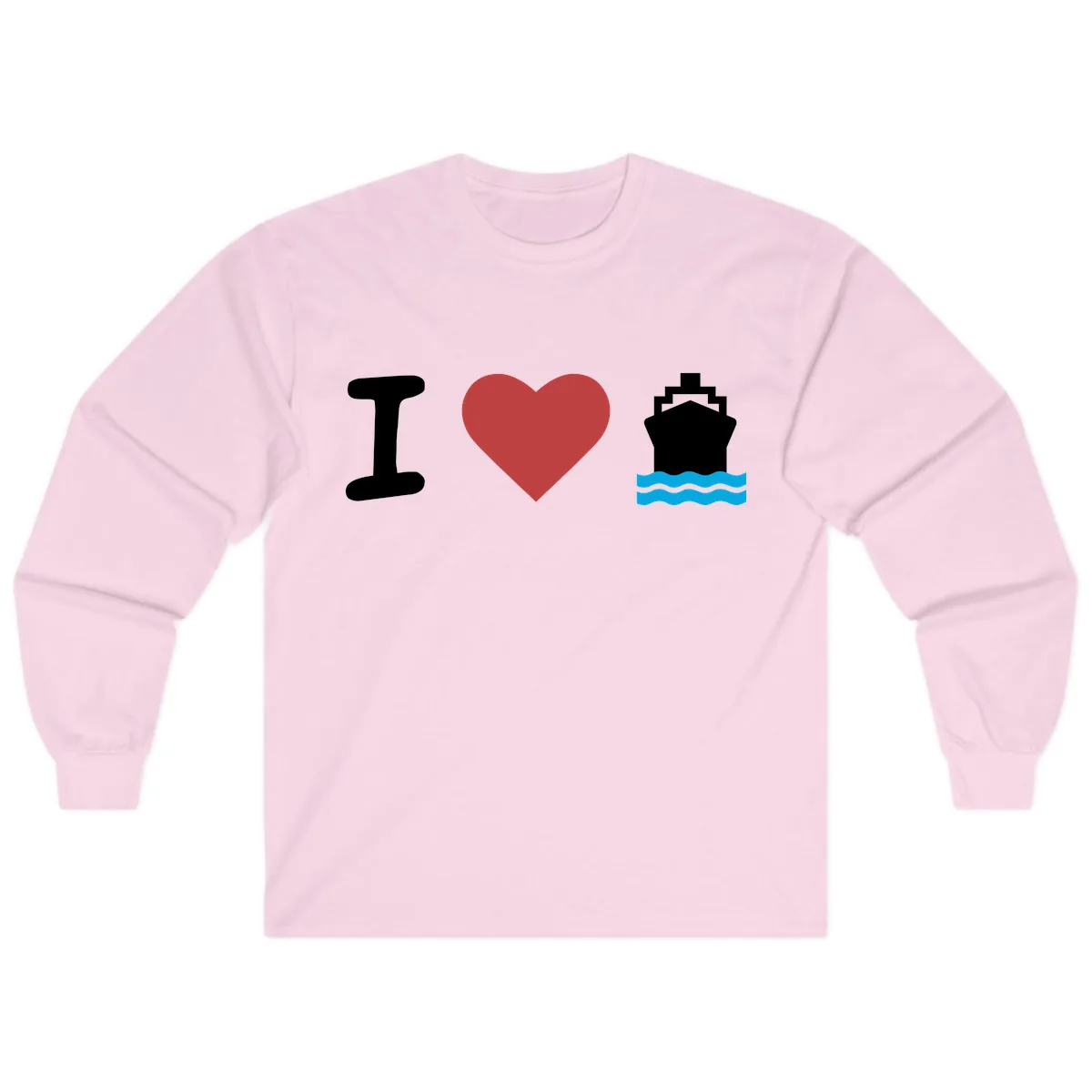 I Love Cruise Ships Long Sleeve in Light Pink