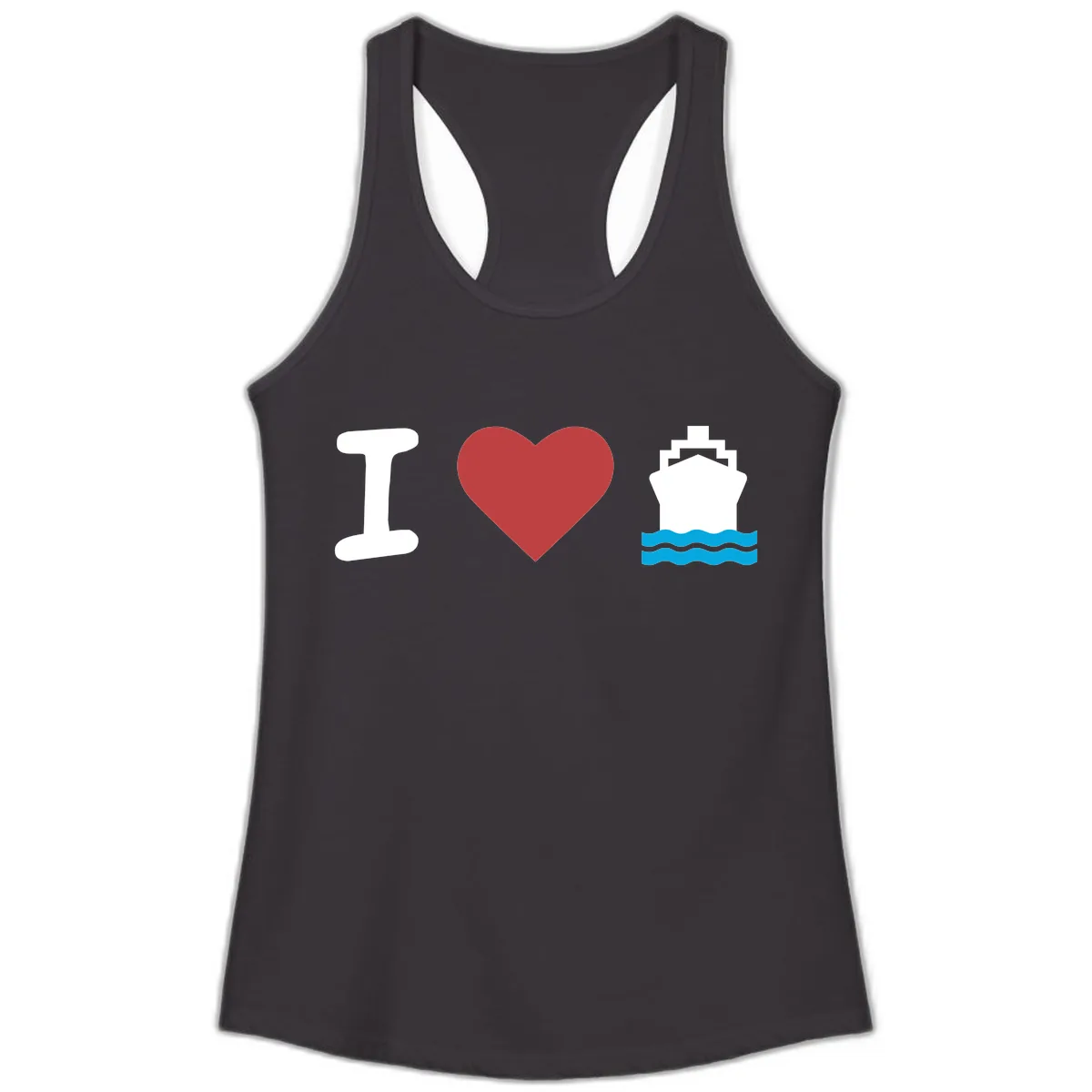 I Love Cruise Ships Ladies Tank in Black