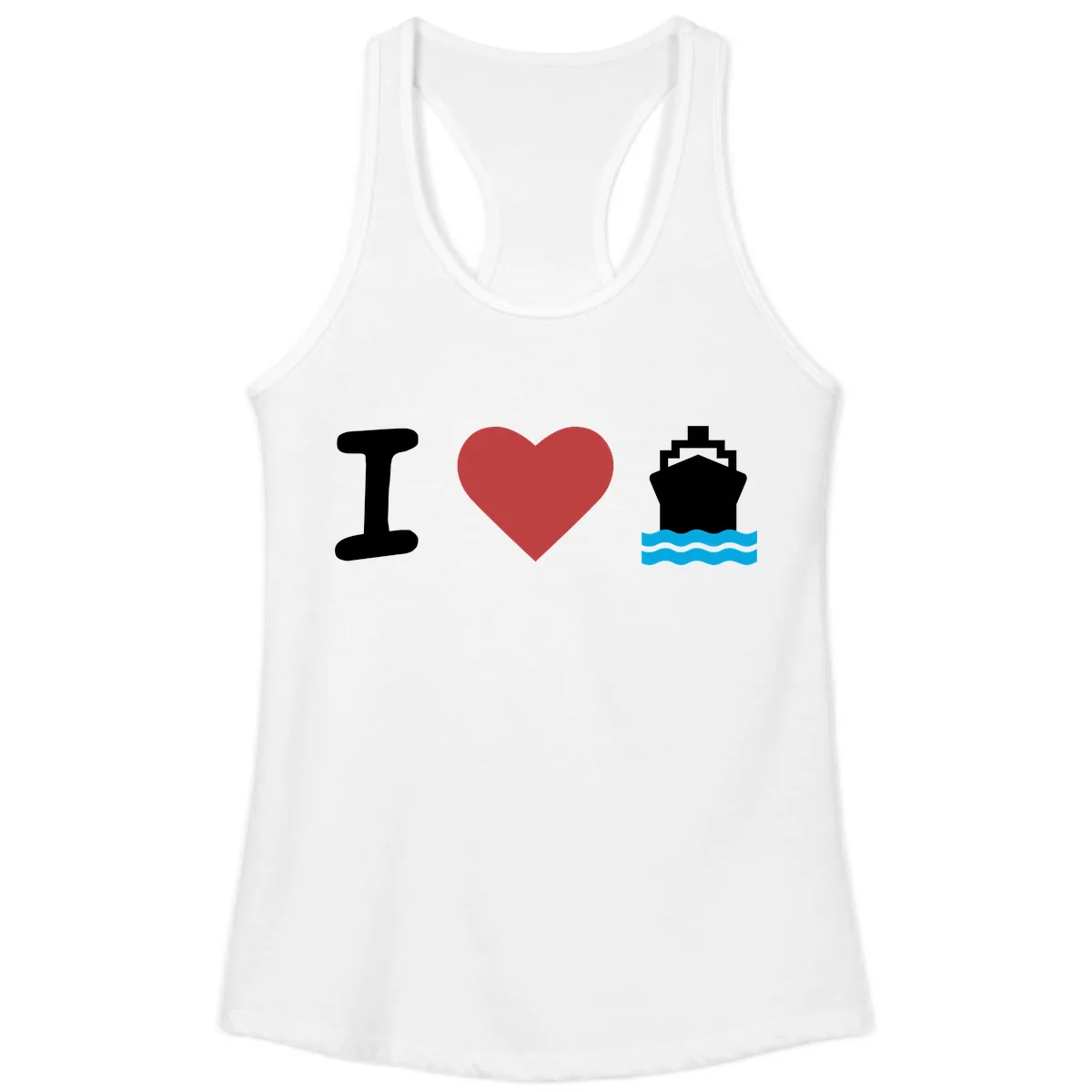 I Love Cruise Ships Ladies Tank in White