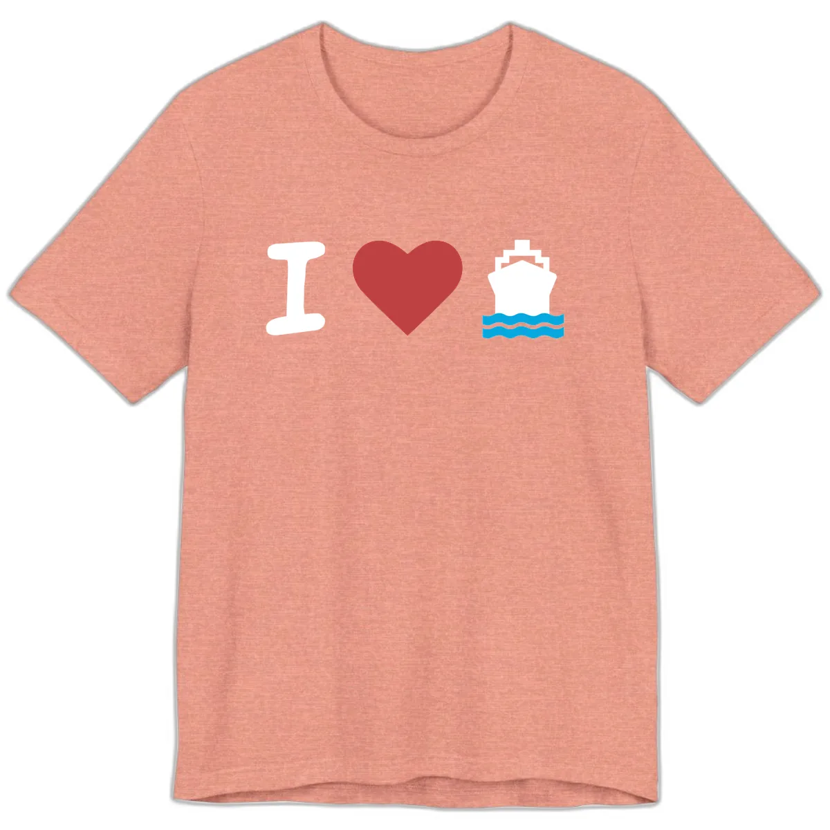 I Love Cruise Ships Premium T-Shirt in Heather Sunset
