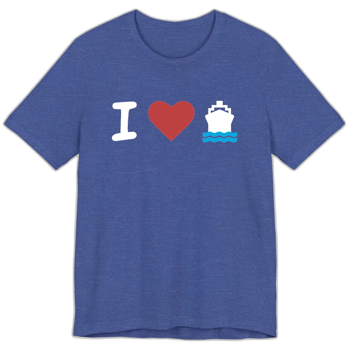 I Love Cruise Ships Premium T-Shirt in Heather True Royal