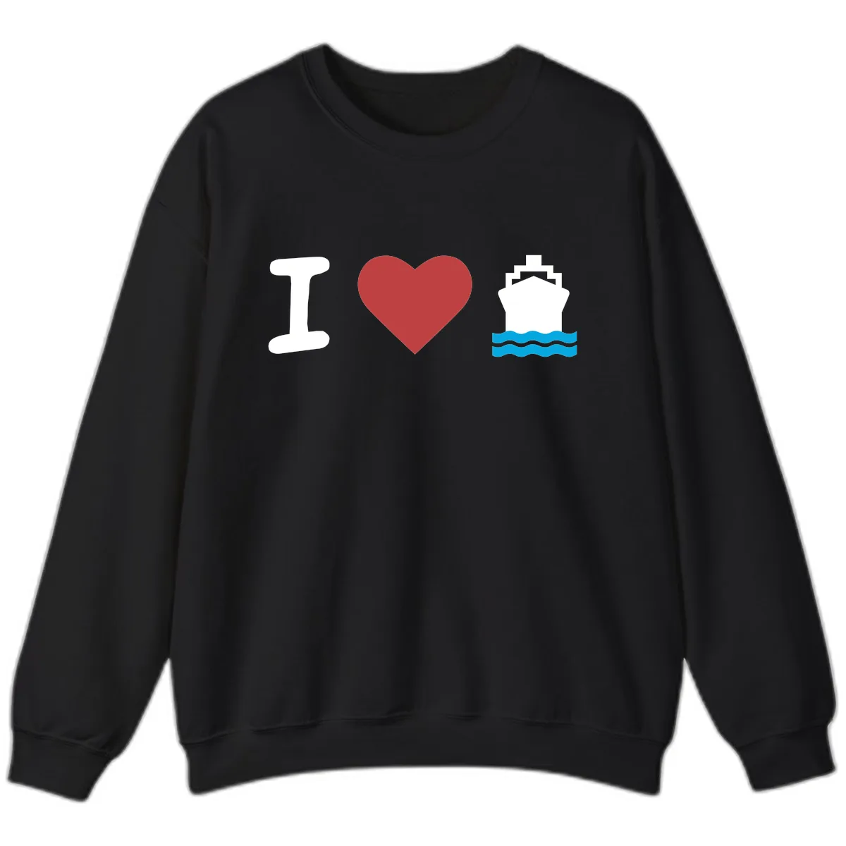 I Love Cruise Ships Sweatshirt in Black
