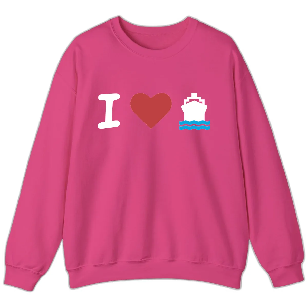 I Love Cruise Ships Sweatshirt in Heliconia