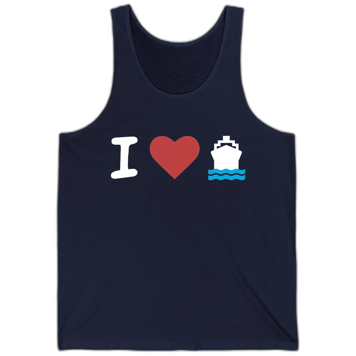 I Love Cruise Ships Tank in Navy
