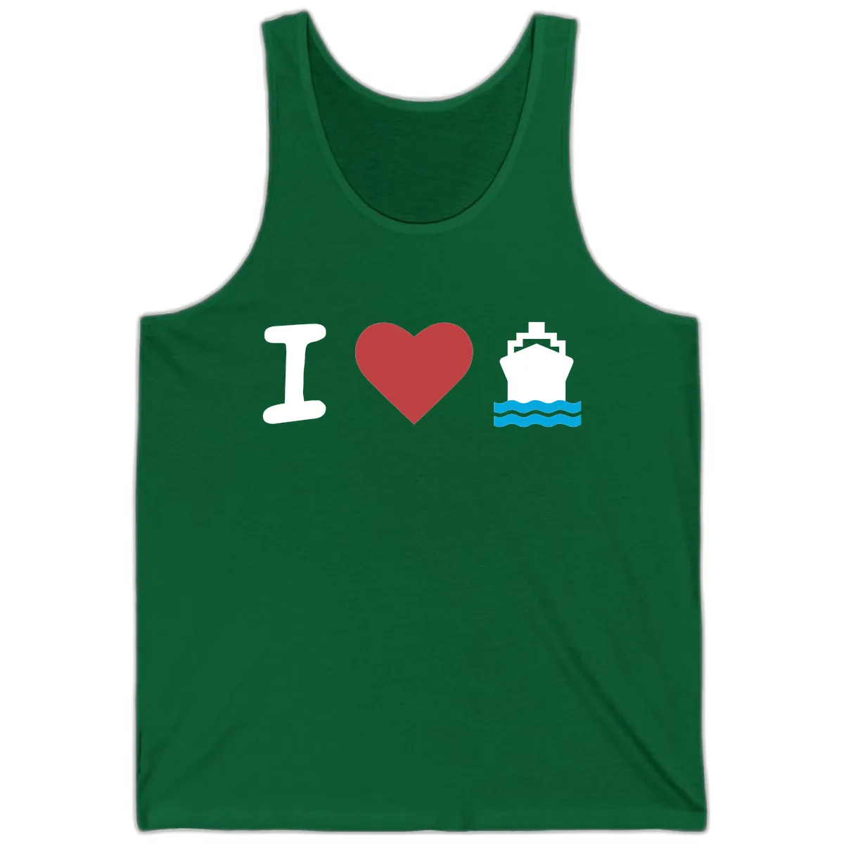 I Love Cruise Ships Tank in Kelly