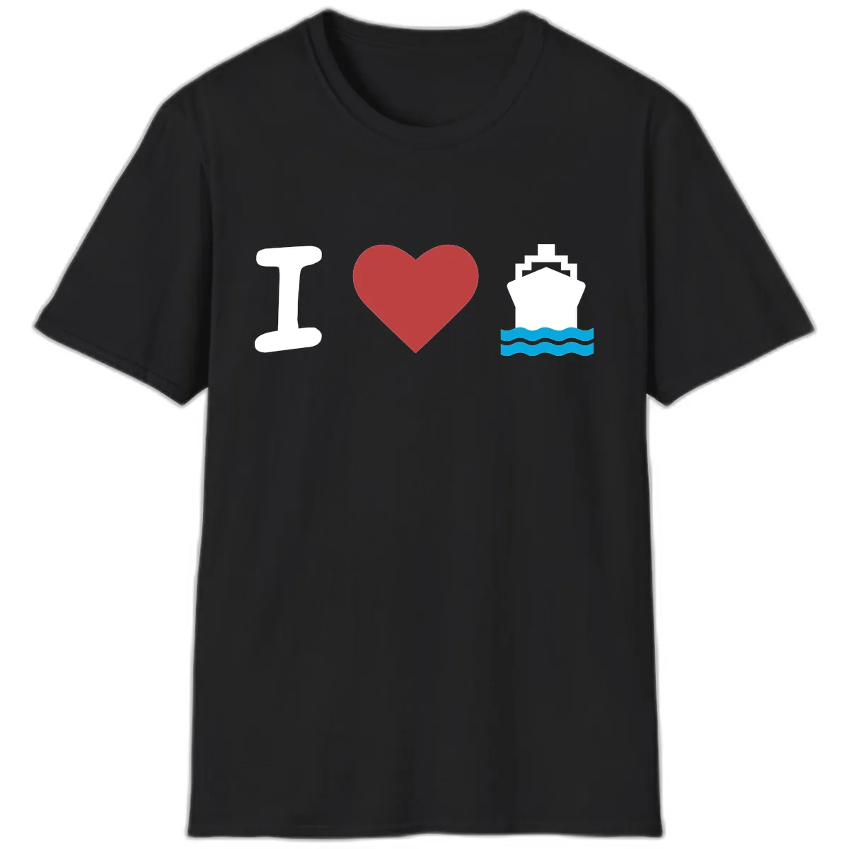 I Love Cruise Ships T-Shirt in Black