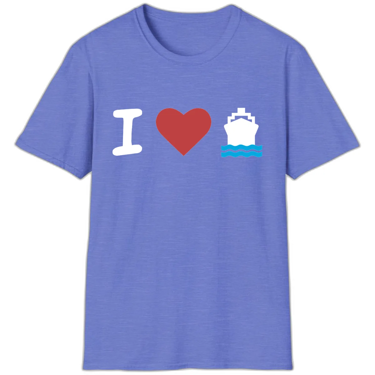 I Love Cruise Ships T-Shirt in Heather Royal