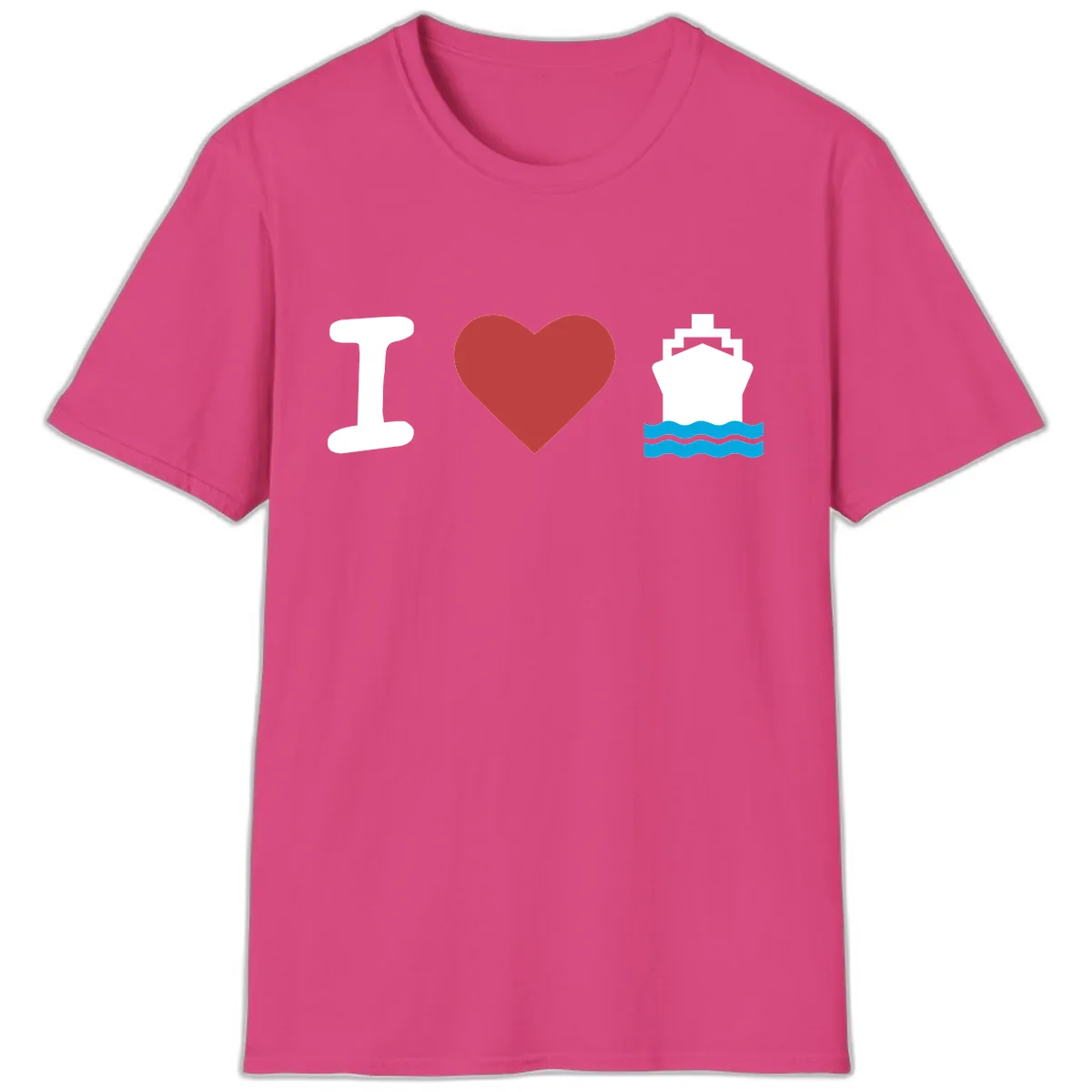 I Love Cruise Ships T-Shirt in Heliconia