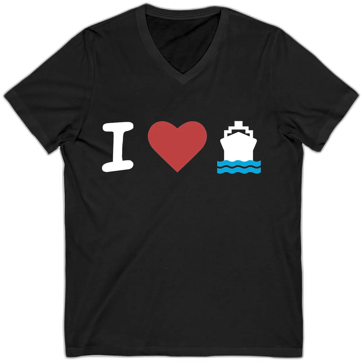 I Love Cruise Ships V-Neck in Black