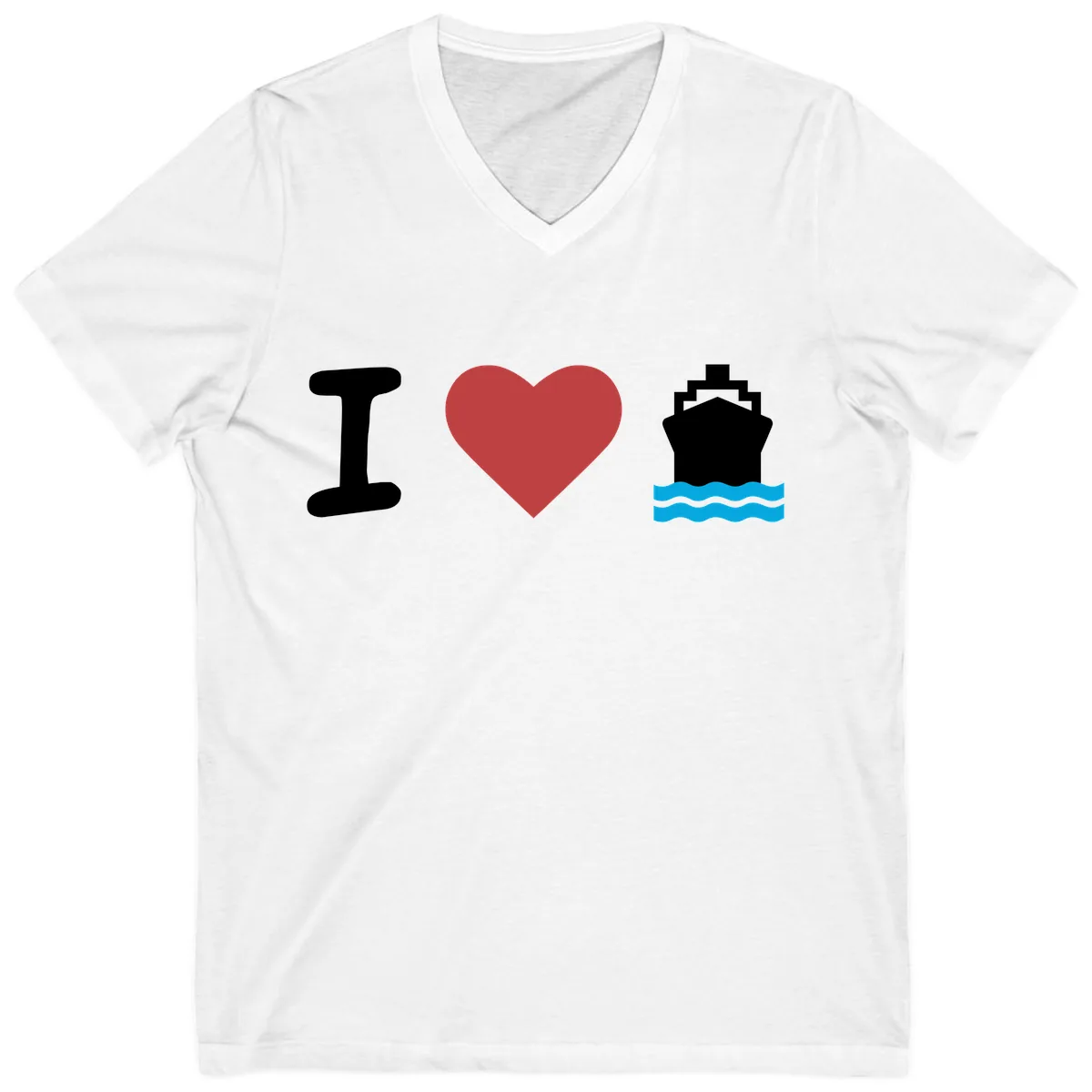 I Love Cruise Ships V-Neck in White