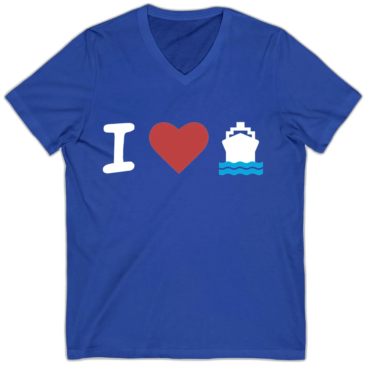 I Love Cruise Ships V-Neck in True Royal