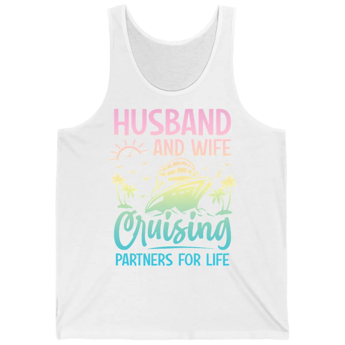 Husband And Wife Cruising Partners For Life Tank in White