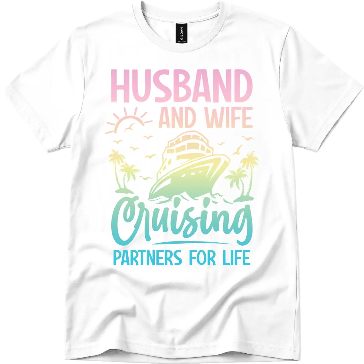 Husband And Wife Cruising Partners For Life T-Shirt in White