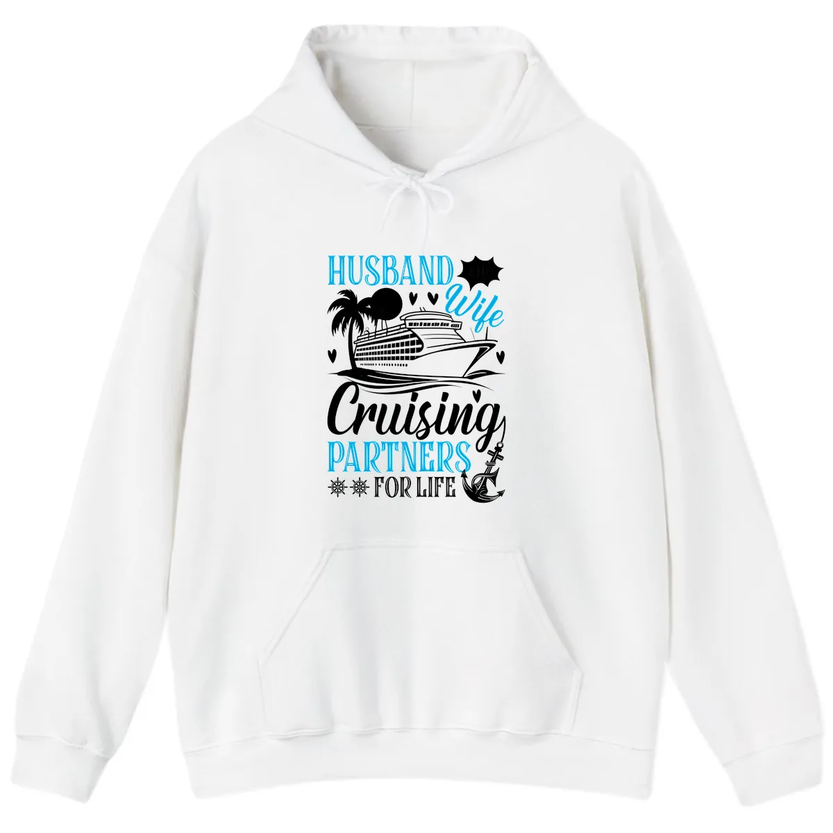 Husband and Wife Cruising Partners For Life Hoodie in White