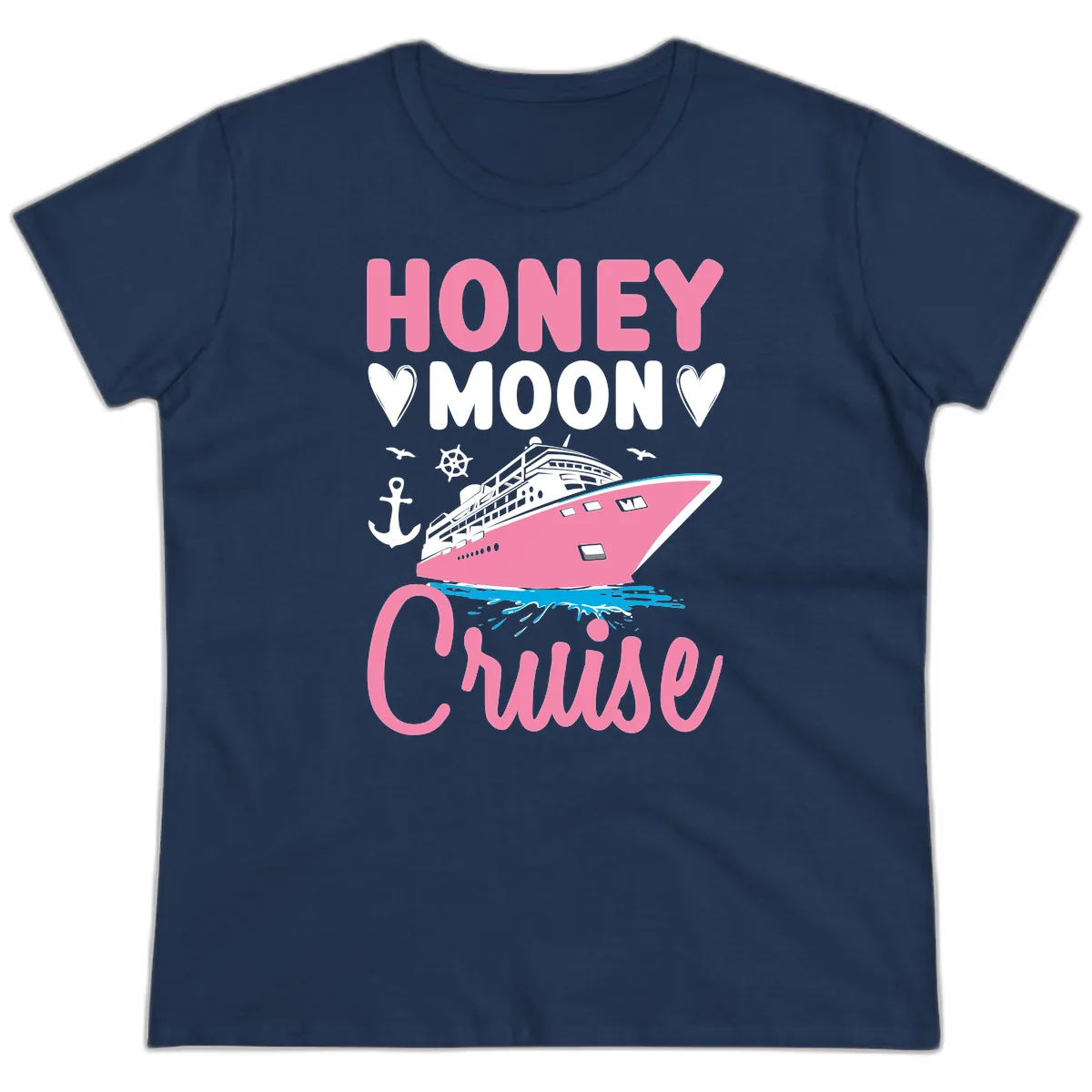 Honeymoon Cruise Ladies Tee in Navy