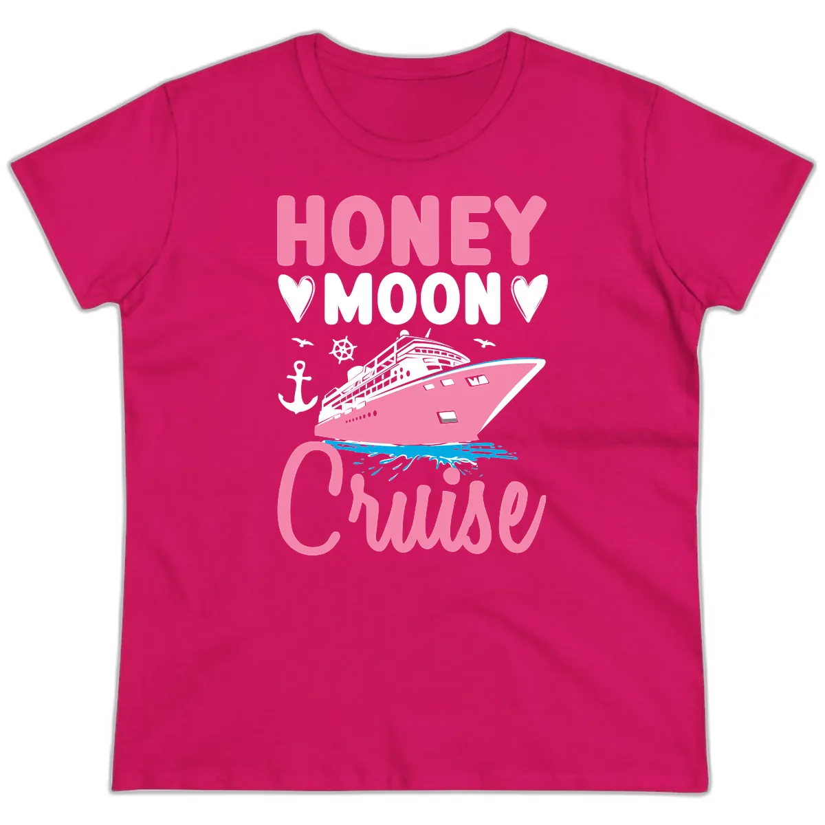 Honeymoon Cruise Ladies Tee in Heliconia