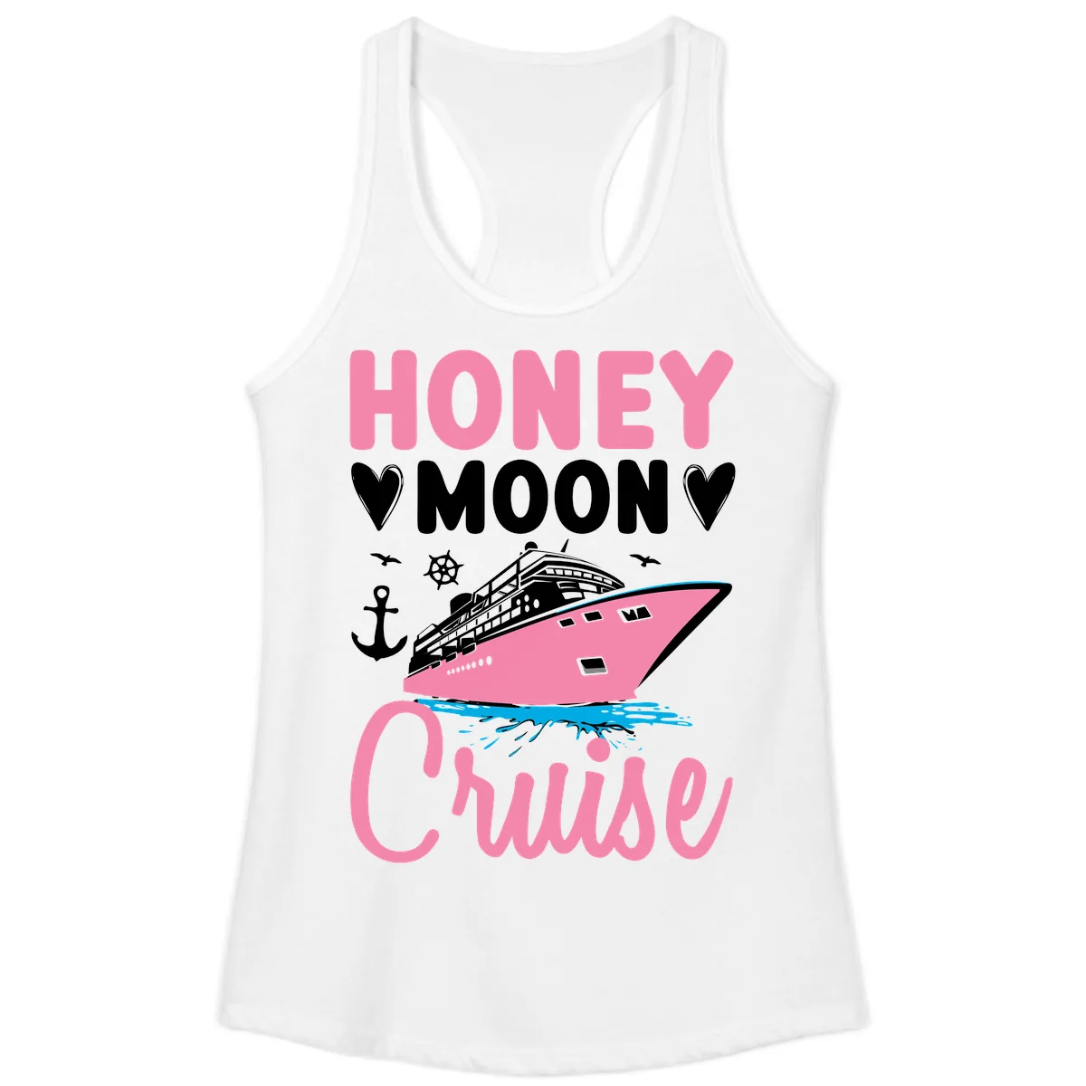 Honeymoon Cruise Ladies Tank in White