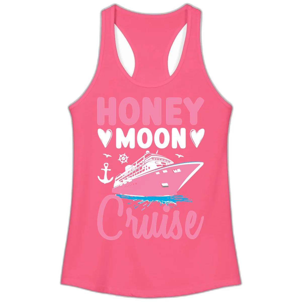 Honeymoon Cruise Ladies Tank in Solid Hot Pink