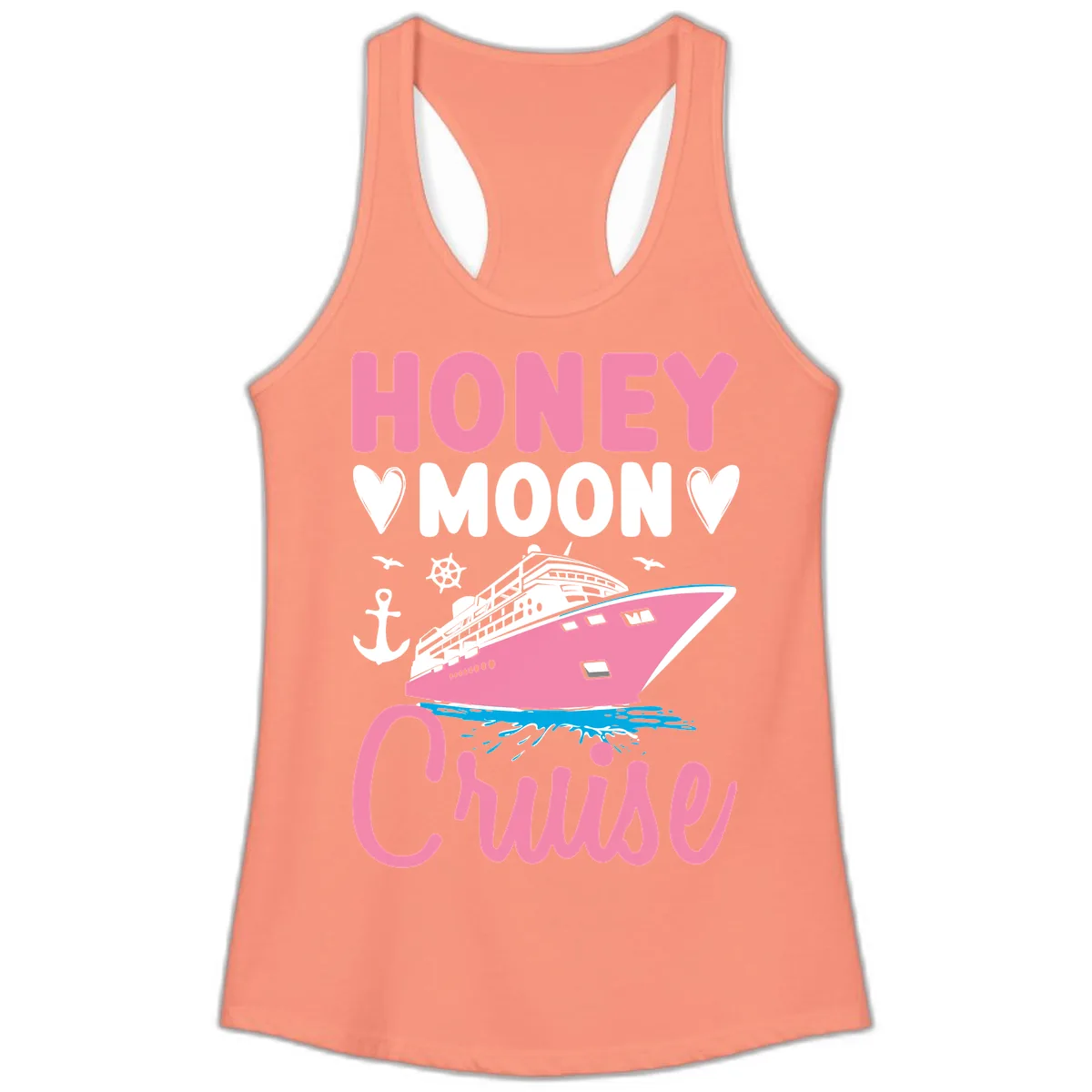 Honeymoon Cruise Ladies Tank in Solid Light Orange
