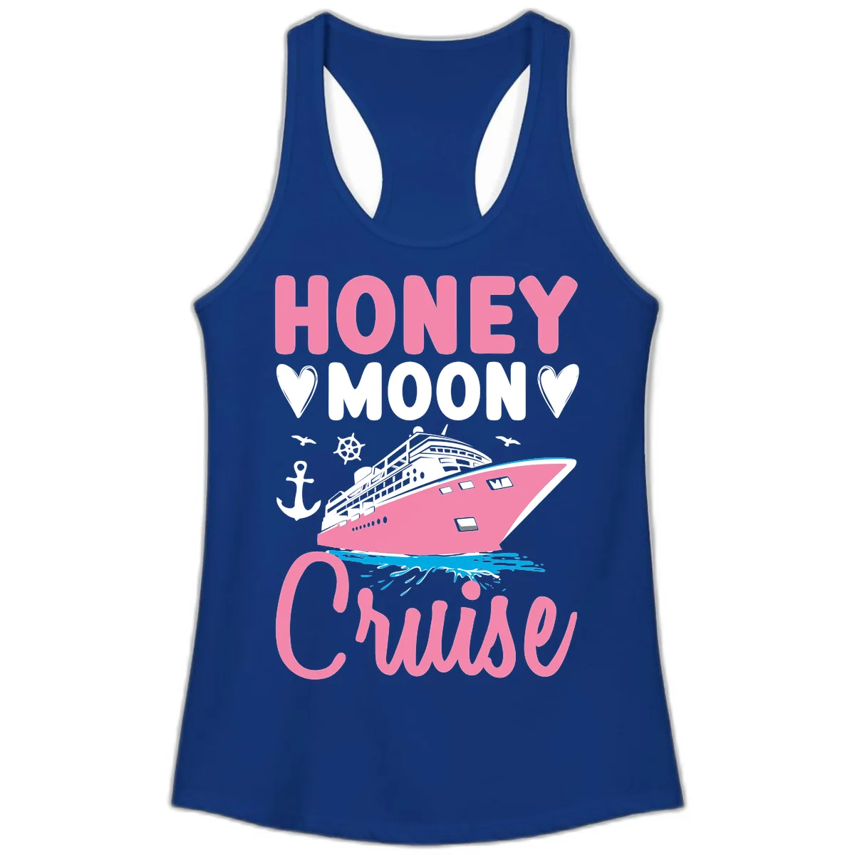 Honeymoon Cruise Ladies Tank in Solid Royal