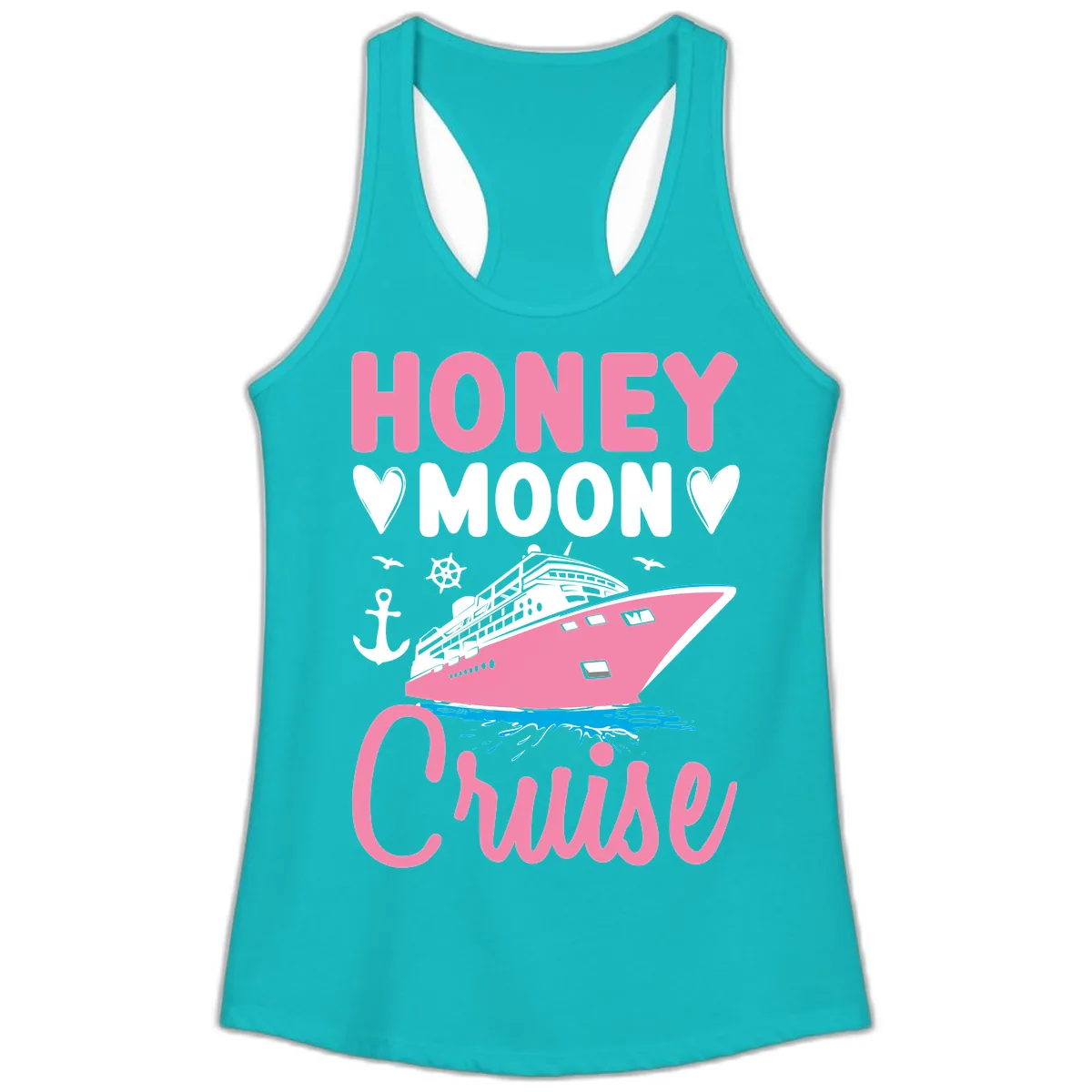 Honeymoon Cruise Ladies Tank in Tahiti Blue