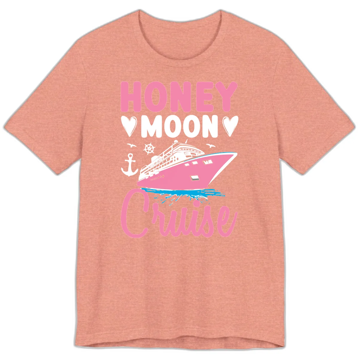 Honeymoon Cruise Premium T-Shirt in Heather Sunset
