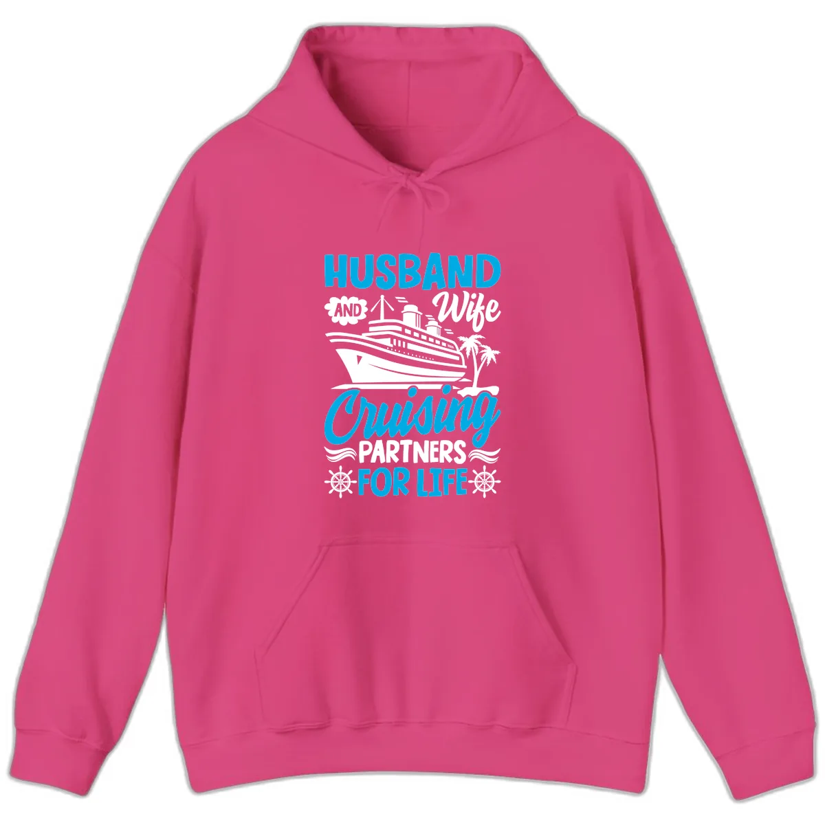 Husband And Wife Cruising Partners For Life Hoodie in Heliconia