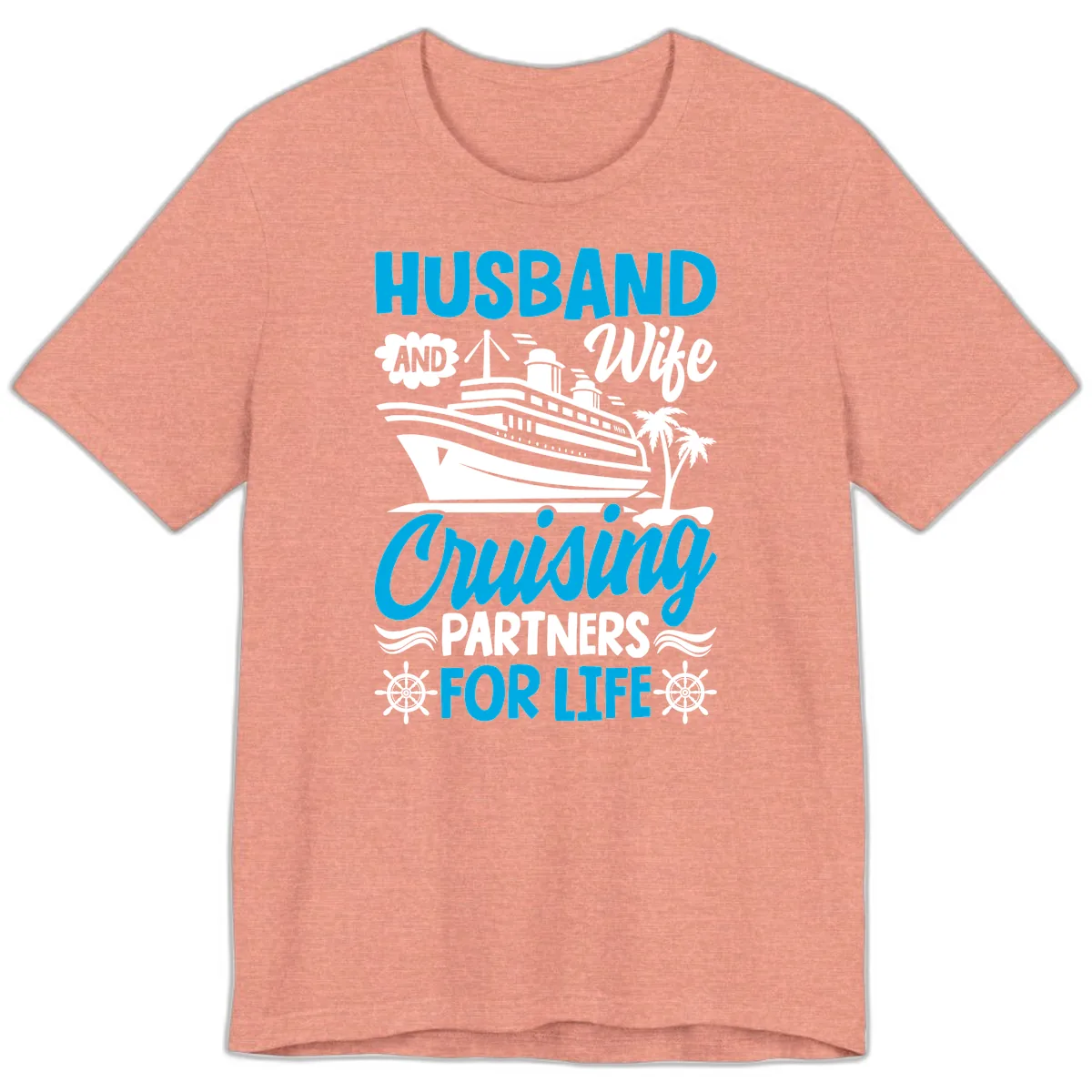 Husband And Wife Cruising Partners For Life Premium T-Shirt in Heather Sunset